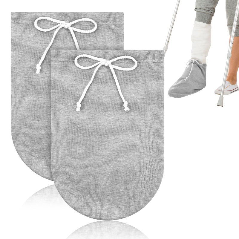 OXDFK 2 PCS Cast Sock Cover for Foot, Cast Cover for Foot, Leg Cast Cover, Adjustable Drawstring Foot Cast Cover for Men and Women (Grey) - Image 1
